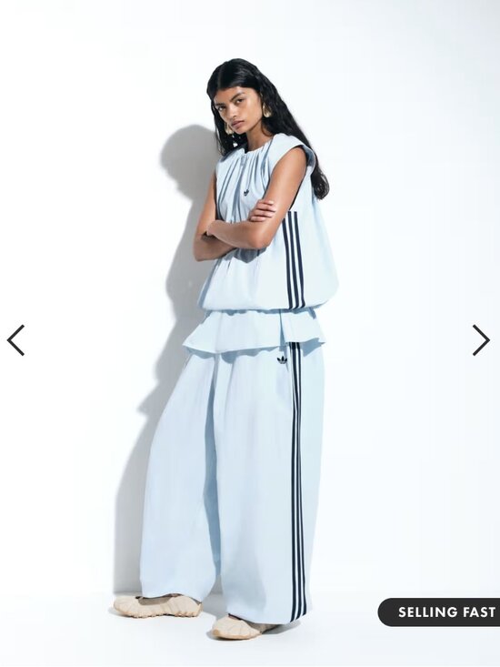 adidas Originals Pants - adidas Originals x ASOS women's balloon pants with skirt overlay in blue, S
